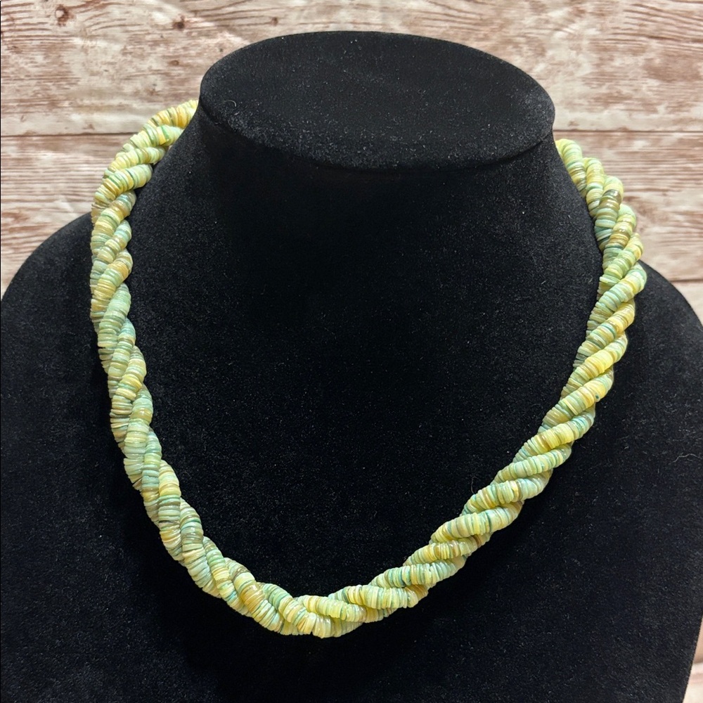 Vintage Twisted Jade Necklace in Varioue shades of Green